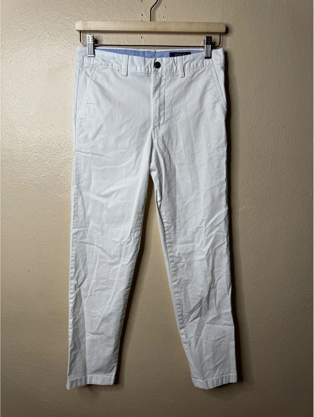 Polo Ralph Lauren Boys Size 16 White Chino Pants Straight Leg Pony Logo